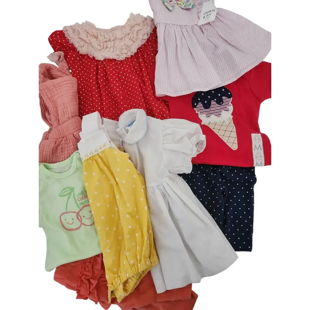 Bundle 0-6M Vintage and New Summer outfits